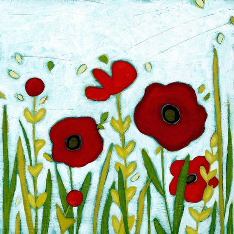 Precious Poppies II White Modern Wood Framed Art Print by Vess, June Erica