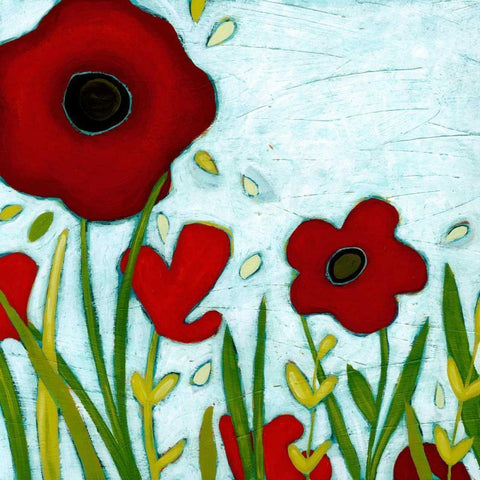 Precious Poppies III Gold Ornate Wood Framed Art Print with Double Matting by Vess, June Erica