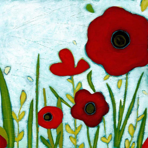 Precious Poppies IV Gold Ornate Wood Framed Art Print with Double Matting by Vess, June Erica