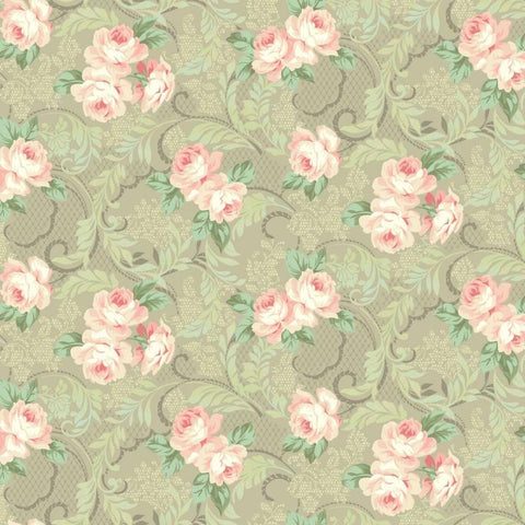 Downton Roses I White Modern Wood Framed Art Print by Hoffman, Katia