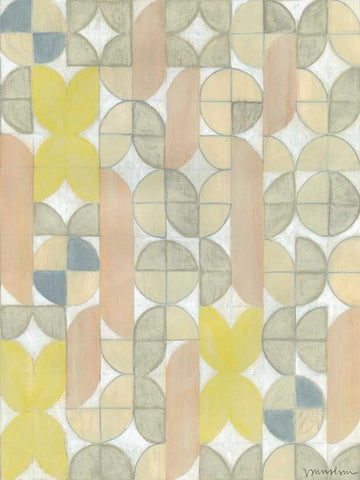 Radius Tile I White Modern Wood Framed Art Print with Double Matting by Lam, Vanna