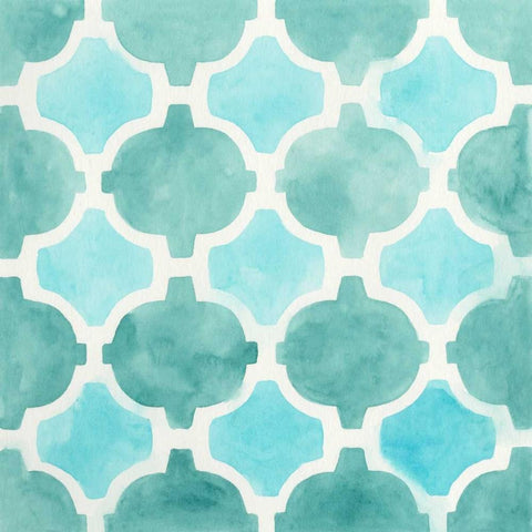 Watercolor Tile II White Modern Wood Framed Art Print with Double Matting by Vess, June Erica