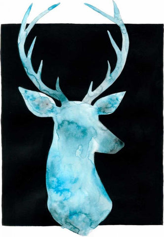 White Tail Bust I White Modern Wood Framed Art Print with Double Matting by Popp, Grace