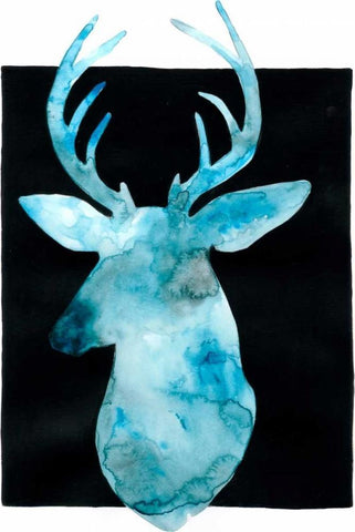 White Tail Bust II White Modern Wood Framed Art Print with Double Matting by Popp, Grace