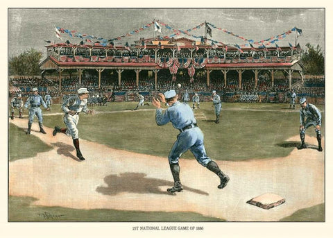 National League Game 1886 Black Ornate Wood Framed Art Print with Double Matting by Snyder