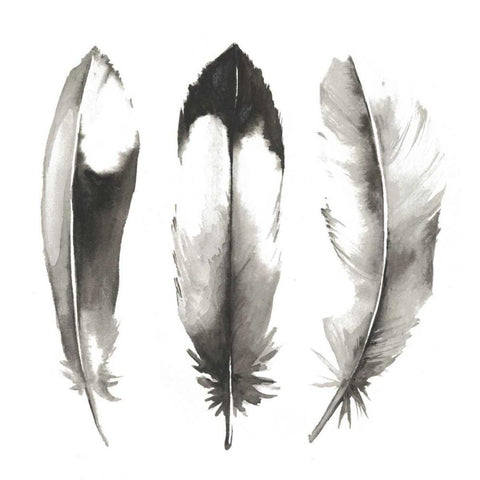 Watercolor Feathers II White Modern Wood Framed Art Print by Popp, Grace