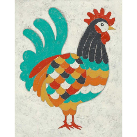 Country Chickens I Gold Ornate Wood Framed Art Print with Double Matting by Zarris, Chariklia