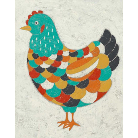 Country Chickens II White Modern Wood Framed Art Print by Zarris, Chariklia