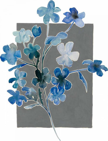 Blue Bouquet I White Modern Wood Framed Art Print with Double Matting by Popp, Grace