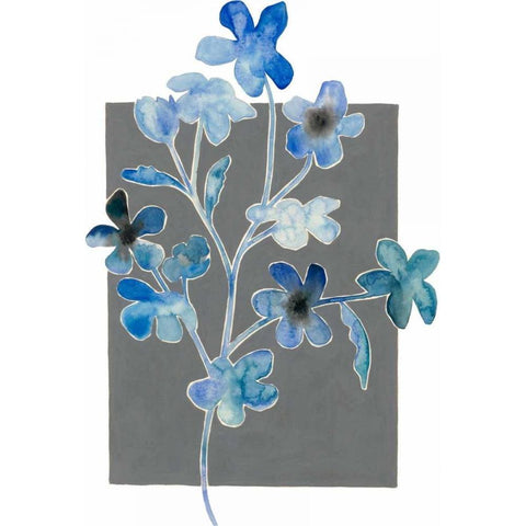 Blue Bouquet II Black Modern Wood Framed Art Print with Double Matting by Popp, Grace