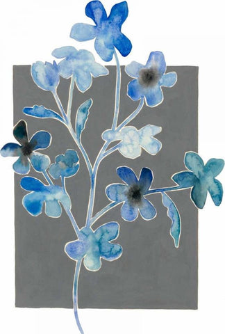 Blue Bouquet II White Modern Wood Framed Art Print with Double Matting by Popp, Grace