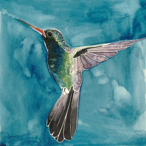 Watercolor Hummingbird II White Modern Wood Framed Art Print with Double Matting by Popp, Grace