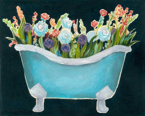 2-Up Bathtub Garden II White Modern Wood Framed Art Print with Double Matting by Popp, Grace