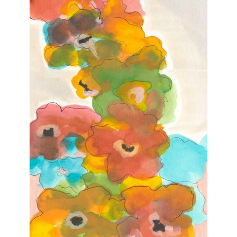 Floral Cascade I Black Modern Wood Framed Art Print by Fuchs, Jodi