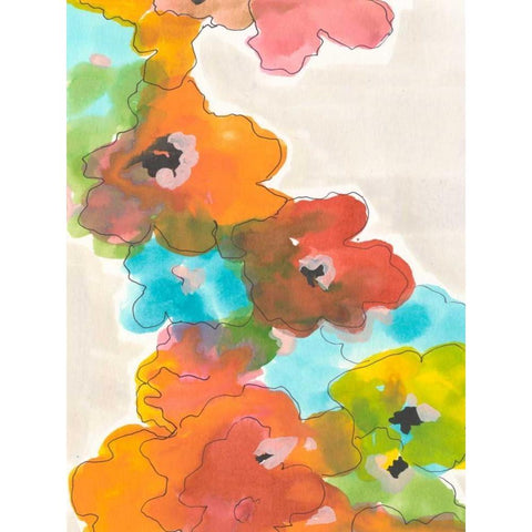 Floral Cascade II Black Modern Wood Framed Art Print by Fuchs, Jodi