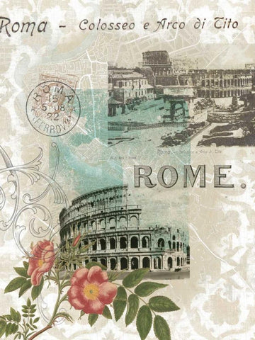 Visiting Rome Black Ornate Wood Framed Art Print with Double Matting by Goldberger, Jennifer