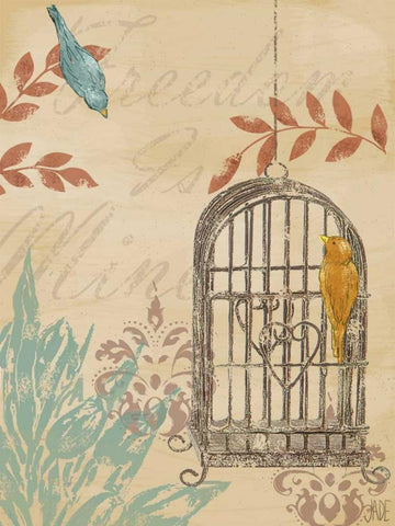 Uncaged II Black Ornate Wood Framed Art Print with Double Matting by Reynolds, Jade