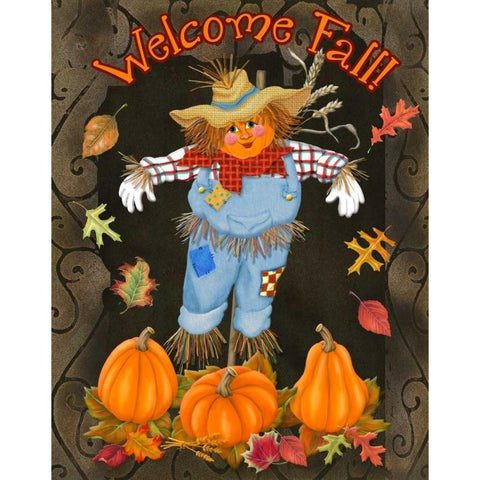 Fall Scarecrow I Black Modern Wood Framed Art Print with Double Matting by Ditzian, Sue