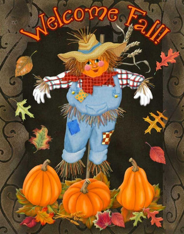Fall Scarecrow I Black Ornate Wood Framed Art Print with Double Matting by Ditzian, Sue