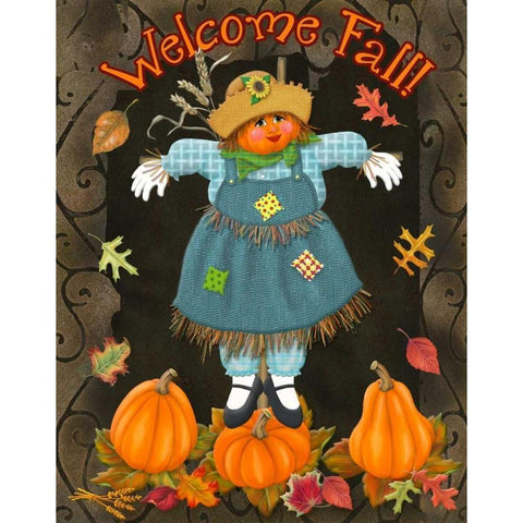 Fall Scarecrow II Black Modern Wood Framed Art Print with Double Matting by Ditzian, Sue