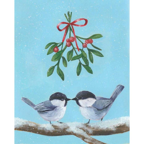 Chickadee Christmas I 2-Up Gold Ornate Wood Framed Art Print with Double Matting by Popp, Grace