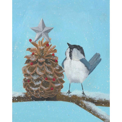 Chickadee Christmas II 2-Up Gold Ornate Wood Framed Art Print with Double Matting by Popp, Grace