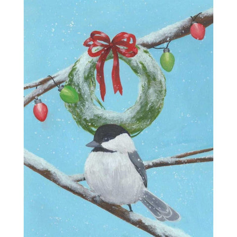 Chickadee Christmas III 2-Up Black Modern Wood Framed Art Print with Double Matting by Popp, Grace