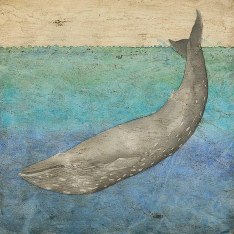 Diving Whale I Gold Ornate Wood Framed Art Print with Double Matting by Meagher, Megan