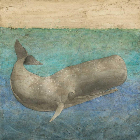 Diving Whale II White Modern Wood Framed Art Print by Meagher, Megan
