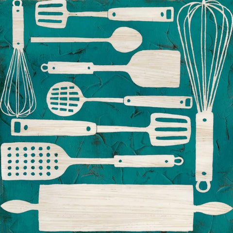 Kitchen Kitsch IV White Modern Wood Framed Art Print with Double Matting by Vess, June Erica