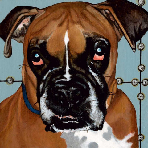 Dlynns Dogs - Rocco Black Ornate Wood Framed Art Print with Double Matting by Roll, Dylnn