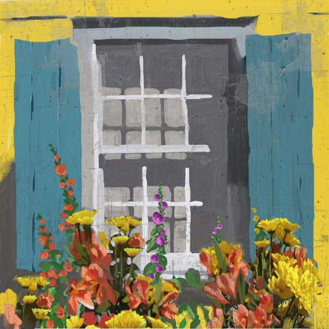 Window Floral I Black Ornate Wood Framed Art Print with Double Matting by Novak, Rick