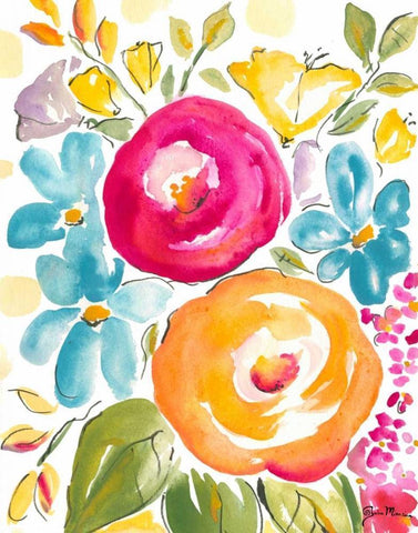Flower Delight I Black Ornate Wood Framed Art Print with Double Matting by Minasian, Julia