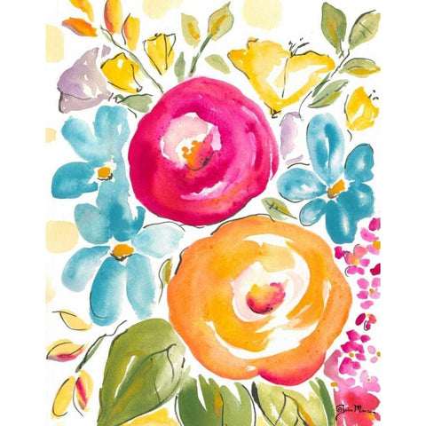 Flower Delight I Gold Ornate Wood Framed Art Print with Double Matting by Minasian, Julia