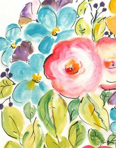Flower Delight II White Modern Wood Framed Art Print with Double Matting by Minasian, Julia
