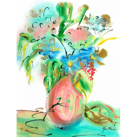 Flower Burst Vase II Black Modern Wood Framed Art Print with Double Matting by Minasian, Julia