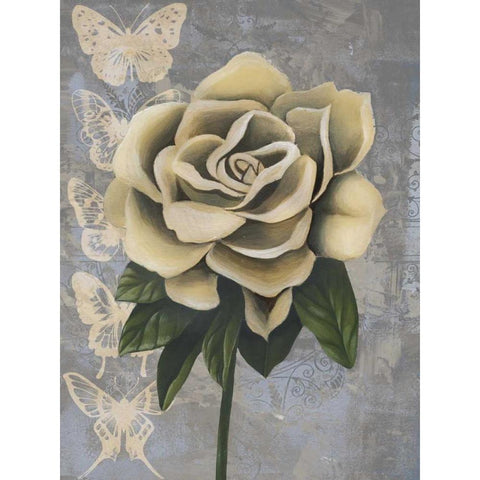 Blissful Gardenia II Gold Ornate Wood Framed Art Print with Double Matting by Popp, Grace