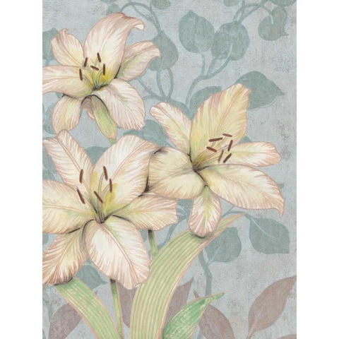 Trois Fleurs I Gold Ornate Wood Framed Art Print with Double Matting by OToole, Tim