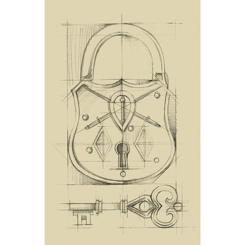 Vintage Padlock III Black Modern Wood Framed Art Print by Harper, Ethan