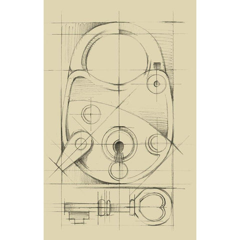 Vintage Padlock IV White Modern Wood Framed Art Print by Ethan Harper