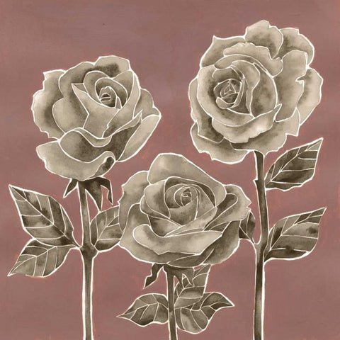 Marsala Roses I Gold Ornate Wood Framed Art Print with Double Matting by Popp, Grace