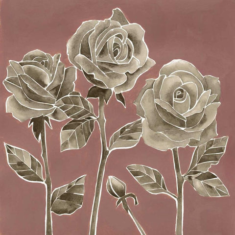 Marsala Roses II White Modern Wood Framed Art Print with Double Matting by Popp, Grace