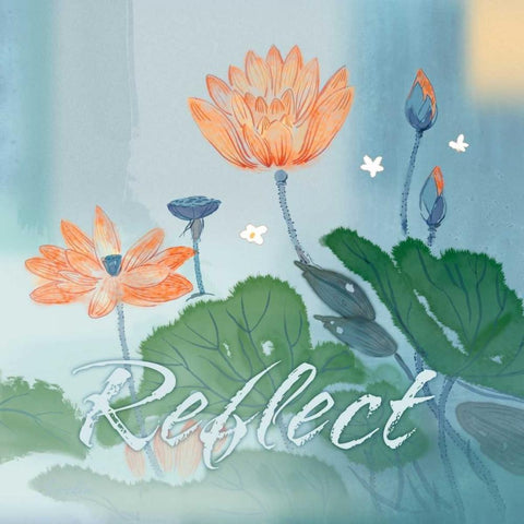 Blue Floral Inspiration V Black Modern Wood Framed Art Print with Double Matting by Evelia Designs