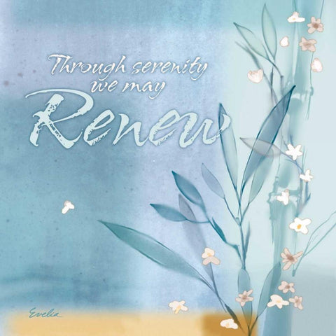 Blue Floral Inspiration VII Black Modern Wood Framed Art Print with Double Matting by Evelia Designs