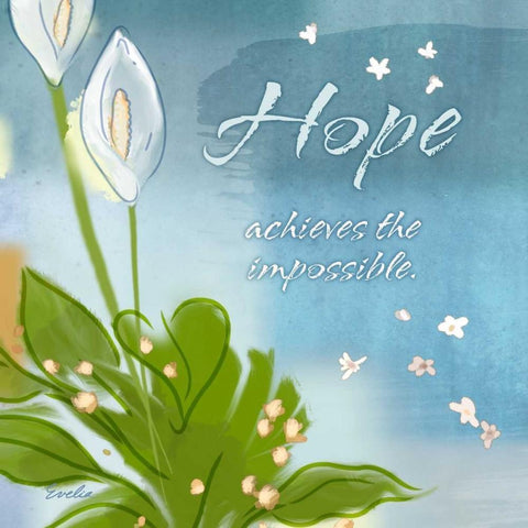 Blue Floral Inspiration IX Black Modern Wood Framed Art Print with Double Matting by Evelia Designs