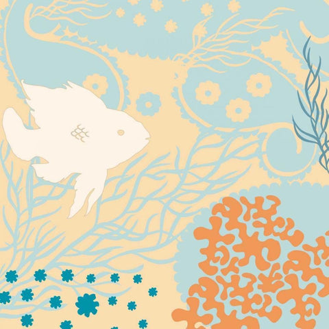 Junes Fish I Black Modern Wood Framed Art Print with Double Matting by Evelia Designs