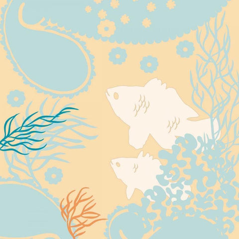 Junes Fish II White Modern Wood Framed Art Print with Double Matting by Evelia Designs