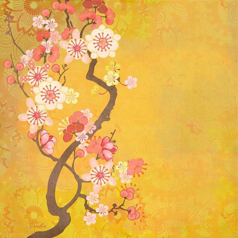 Tokyo Cherry IV Gold Ornate Wood Framed Art Print with Double Matting by Evelia Designs