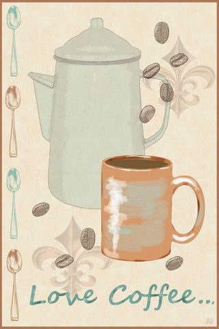 Love Coffee Black Ornate Wood Framed Art Print with Double Matting by Reynolds, Jade