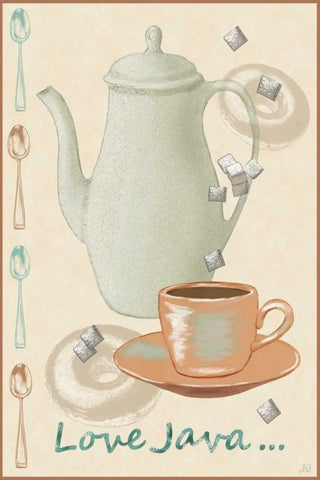 Love Java White Modern Wood Framed Art Print with Double Matting by Reynolds, Jade